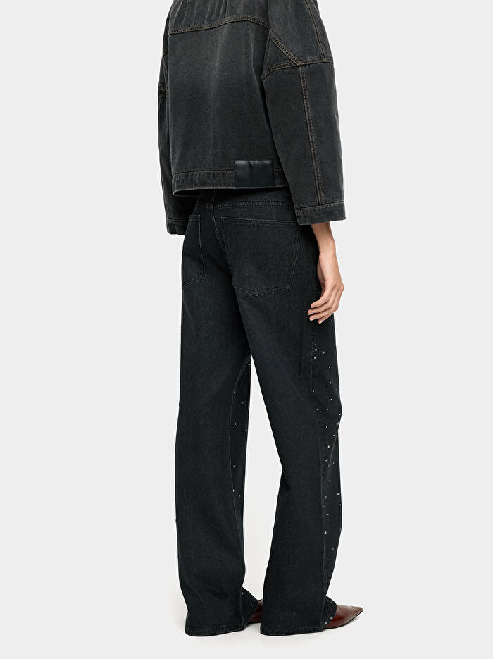 Taş Detaylı Denim Pantolon
