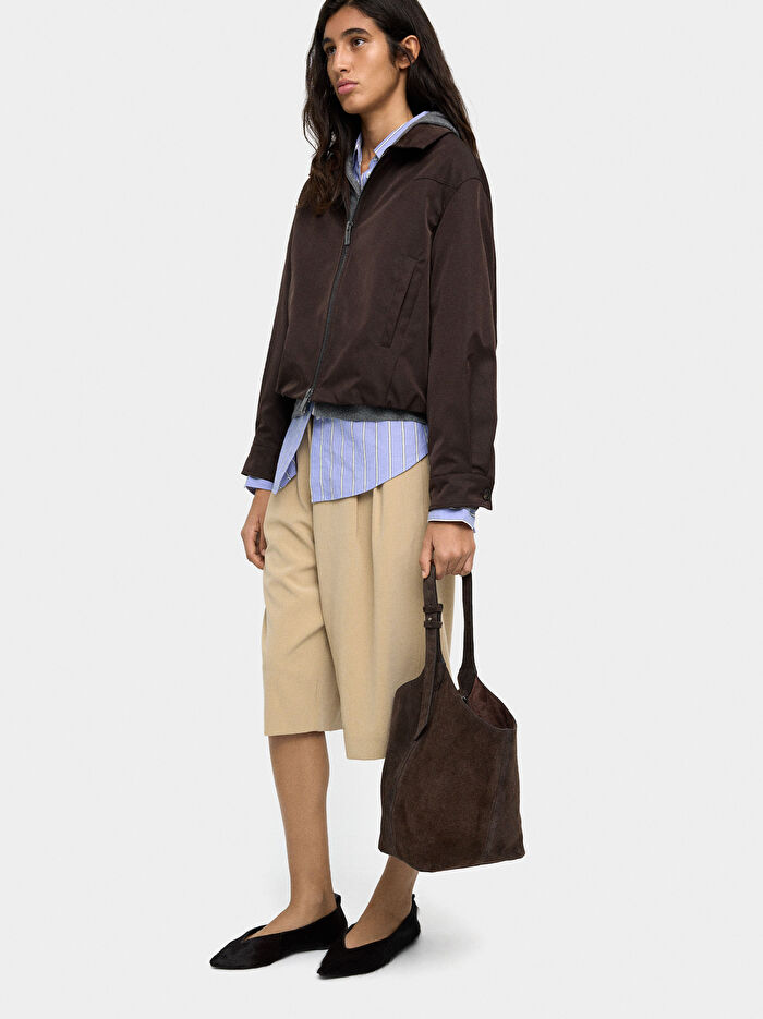 İç Cepli Süet Bucket Çanta