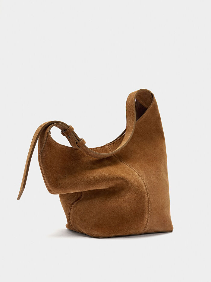 İç Cepli Süet Bucket Çanta