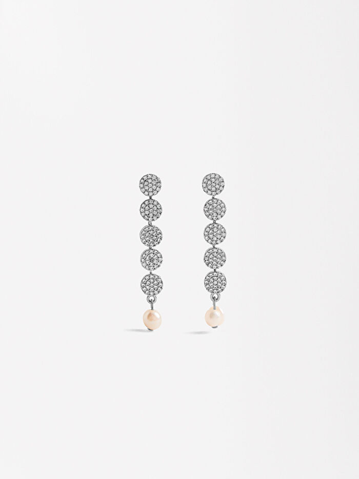 Zirkonya ve İnci Yuvarlak Küpe