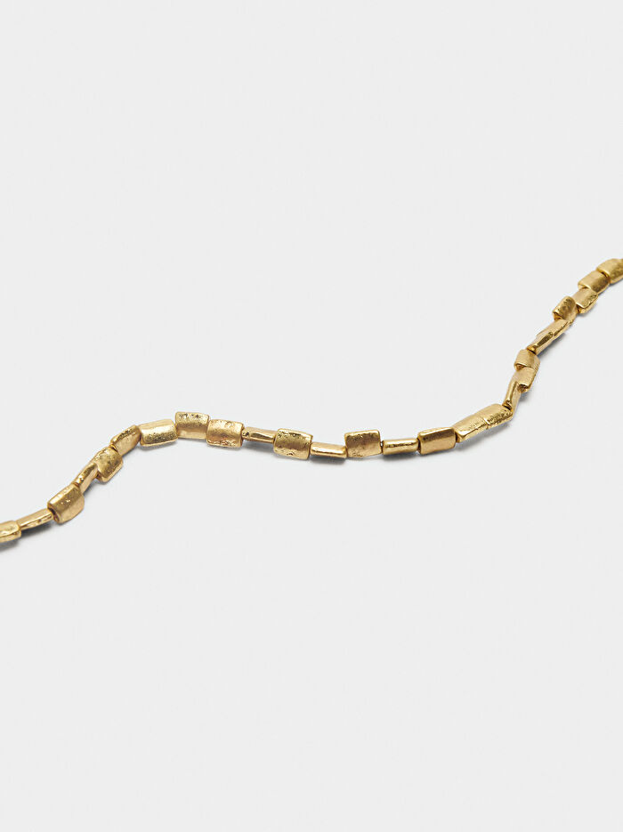 Düz Dikdörtgen Boncuklu Kısa Kolye