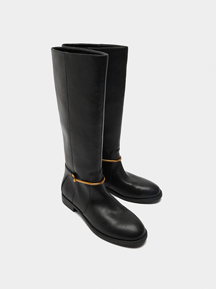 Metalik Detaylı Çizme