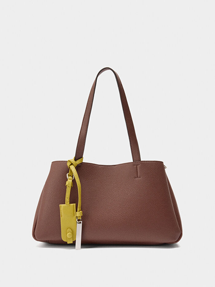 Charm'lı Düz Tote Çanta