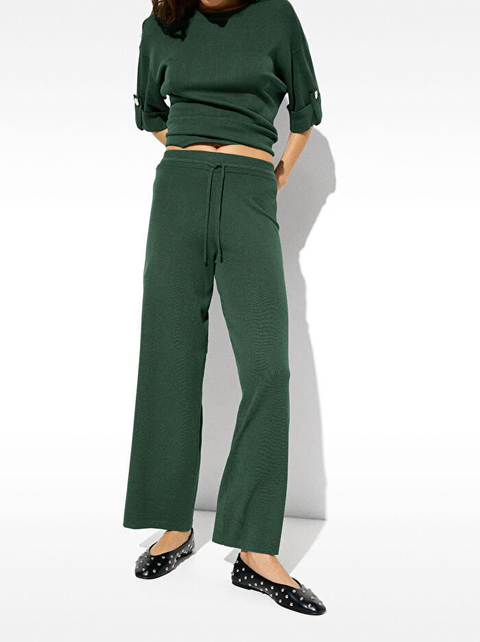 Ayarlanabilir İpli Örme Pantolon