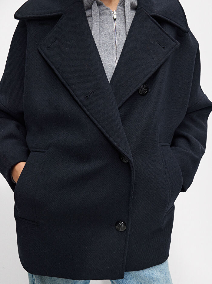 Düğmeli Yün Ceket