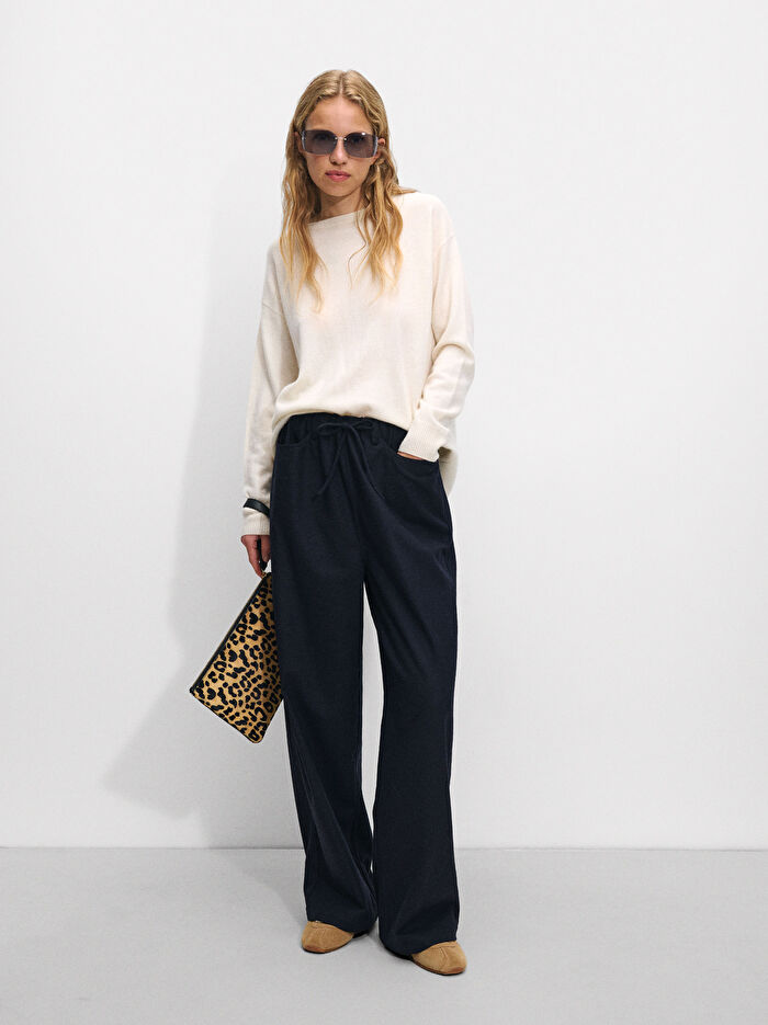 Ayarlanabilir İpli Yün Karışımlı Pantolon