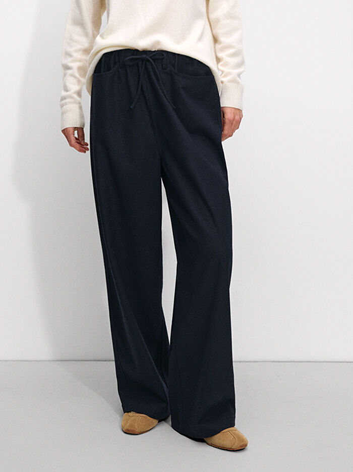 Ayarlanabilir İpli Yün Karışımlı Pantolon