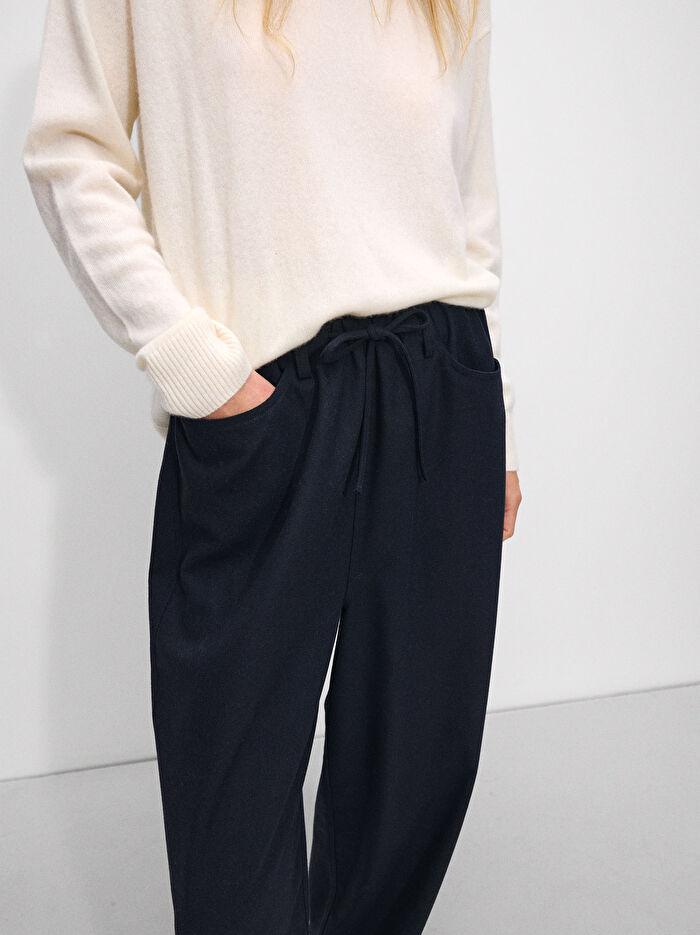 Ayarlanabilir İpli Yün Karışımlı Pantolon