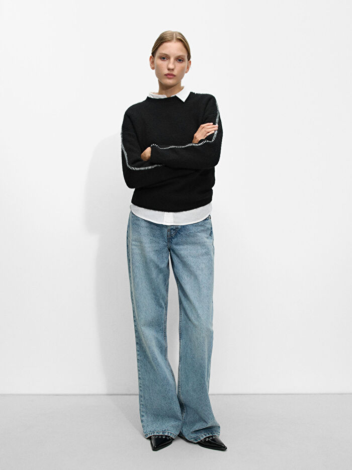 Üst Dikişli Örme Kazak