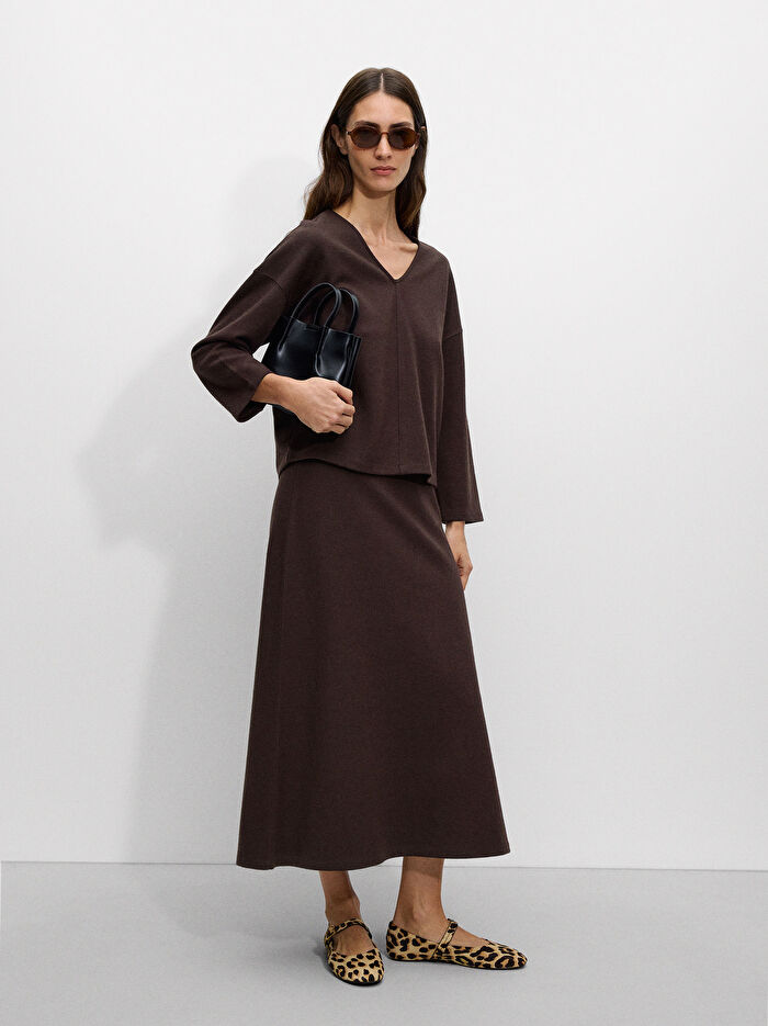 Yün Karışımlı Örgü Etek