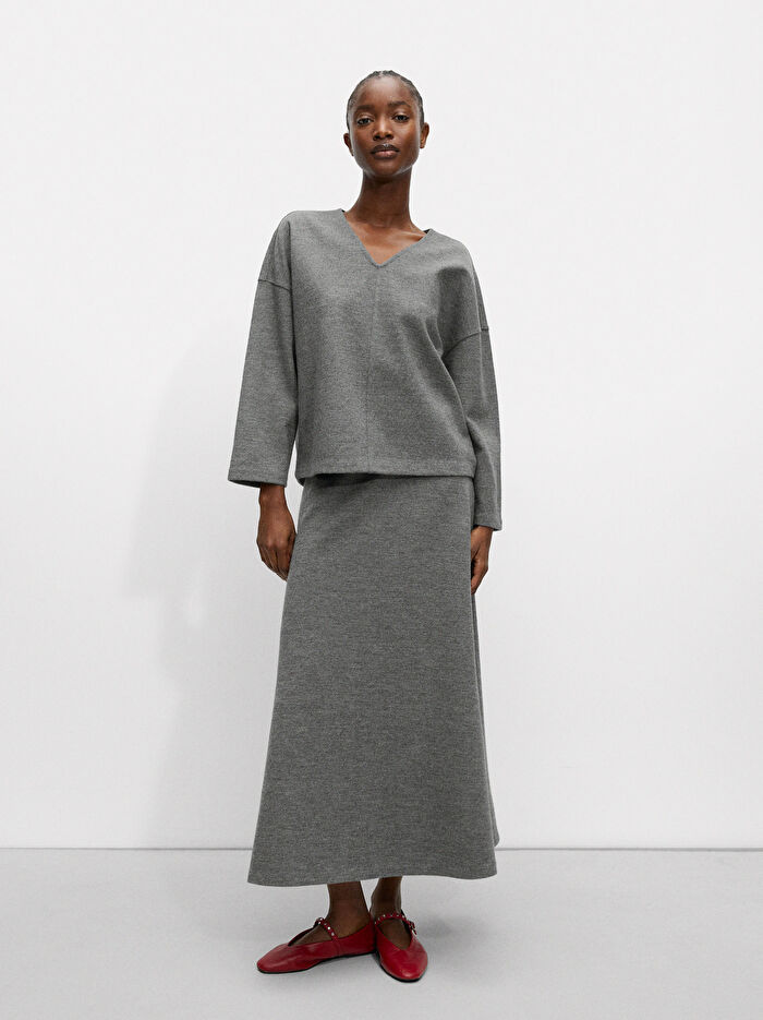 Yün Karışımlı Örgü Etek