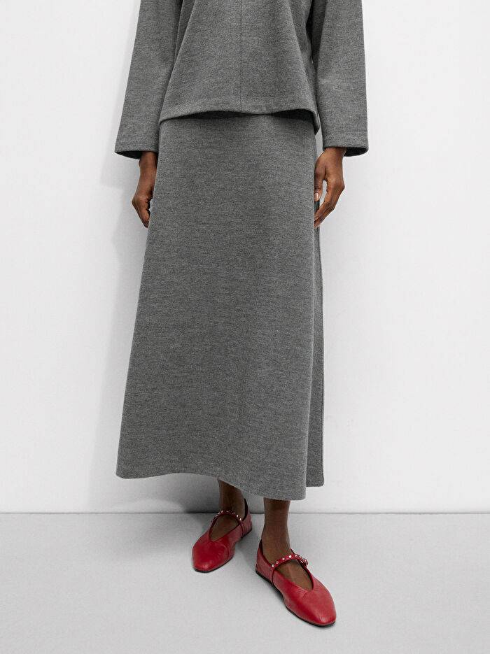 Yün Karışımlı Örgü Etek