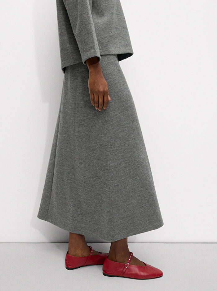 Yün Karışımlı Örgü Etek