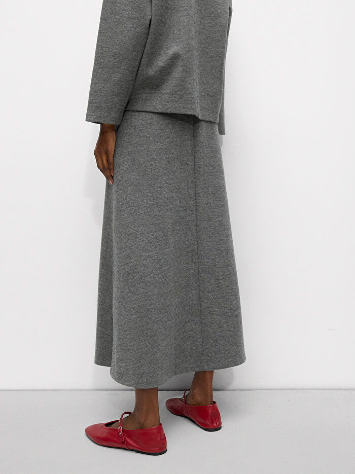 Yün Karışımlı Örgü Etek