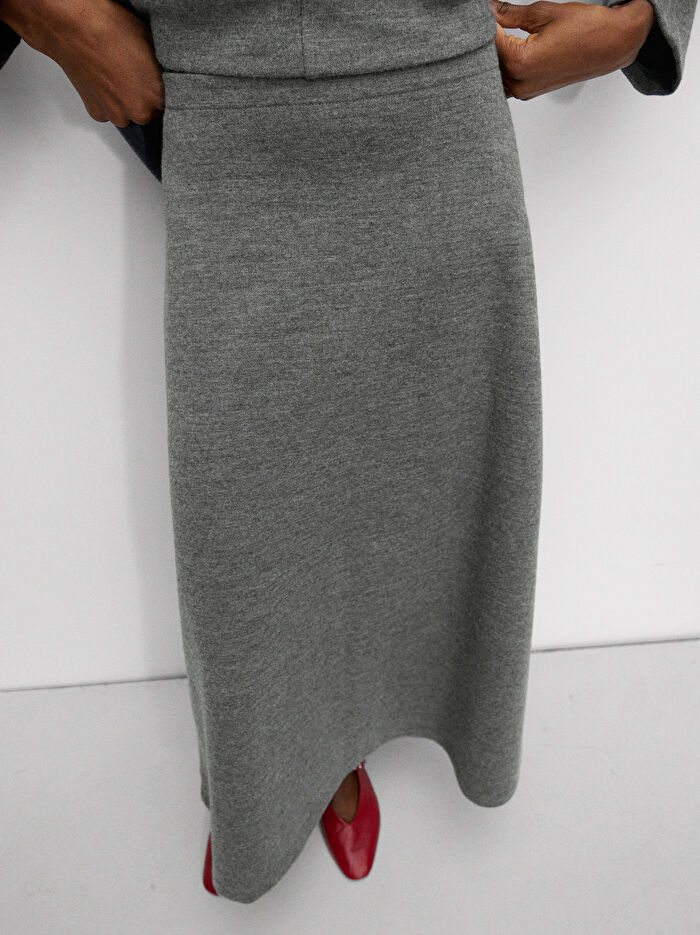Yün Karışımlı Örgü Etek