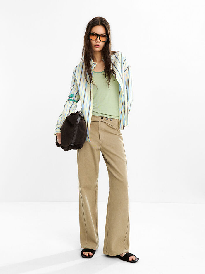 %100 Pamuk Çizgili Gömlek