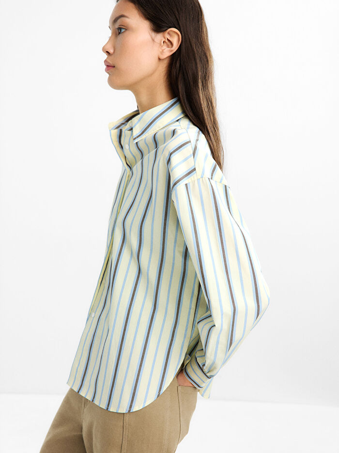 %100 Pamuk Çizgili Gömlek