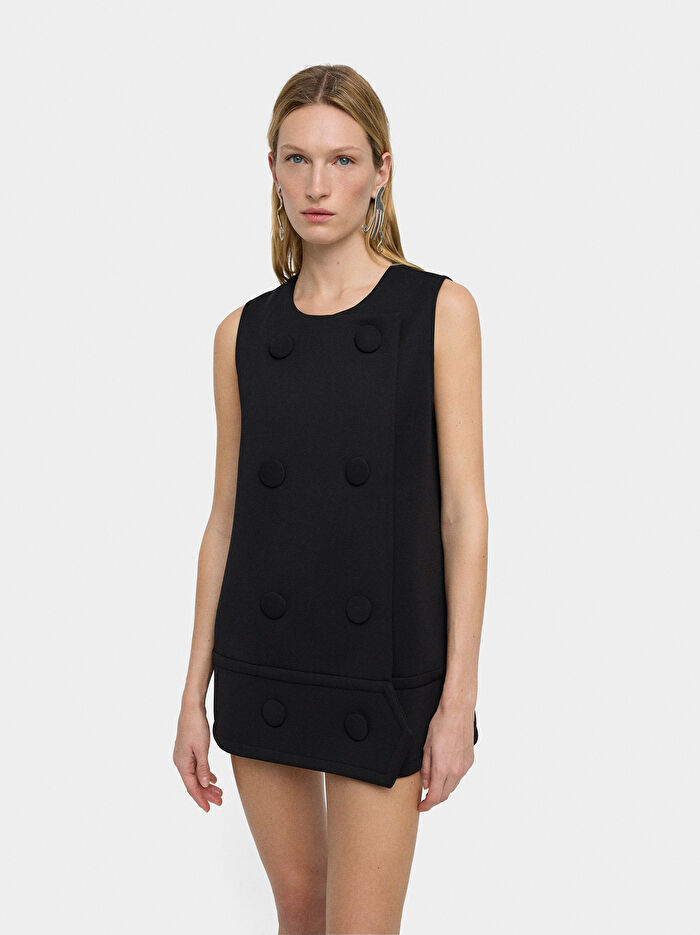 Düğmeli Kısa Elbise