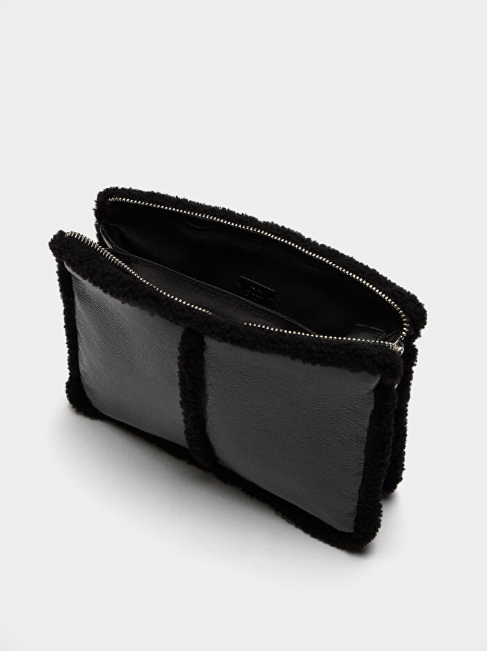 Kürk Efekt Kenarlı Çapraz Çanta