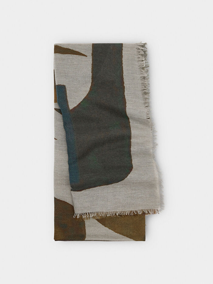 Pamuk ve Yün Karışımı Desenli Atkı