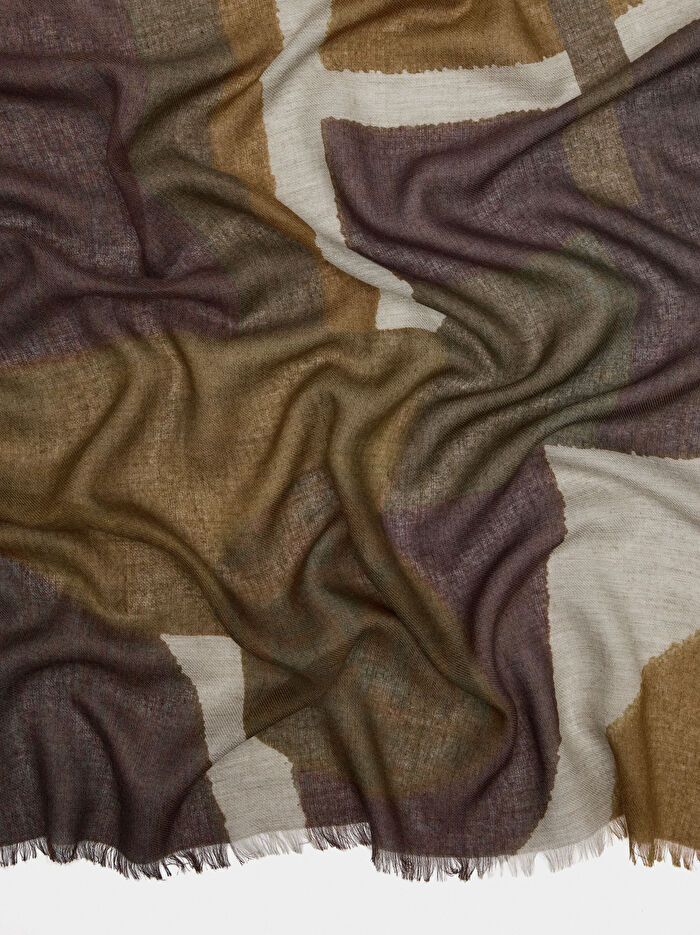 Pamuk ve Yün Karışımı Desenli Atkı