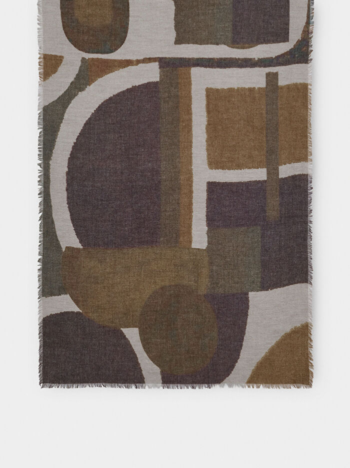 Pamuk ve Yün Karışımı Desenli Atkı