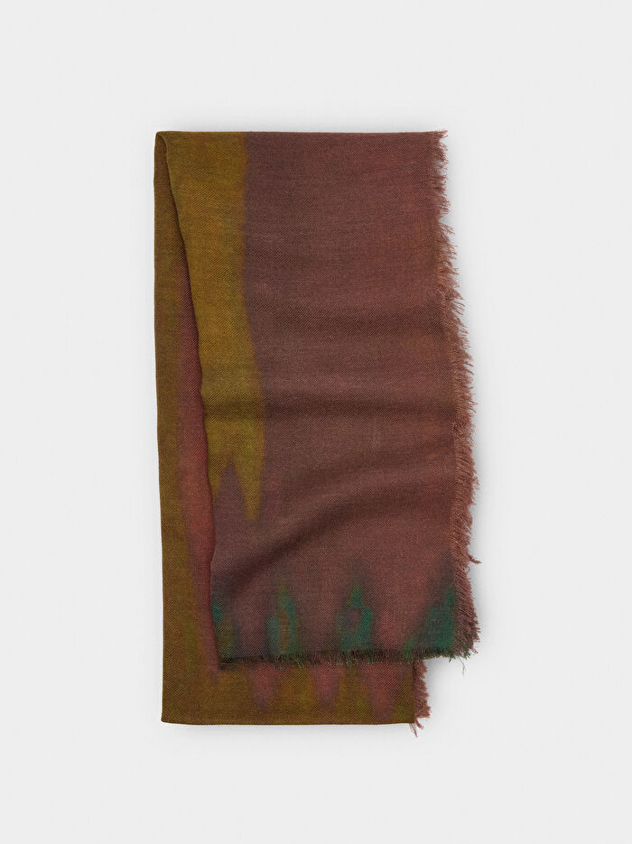 Pamuk ve Yün Karışımı Desenli Atkı