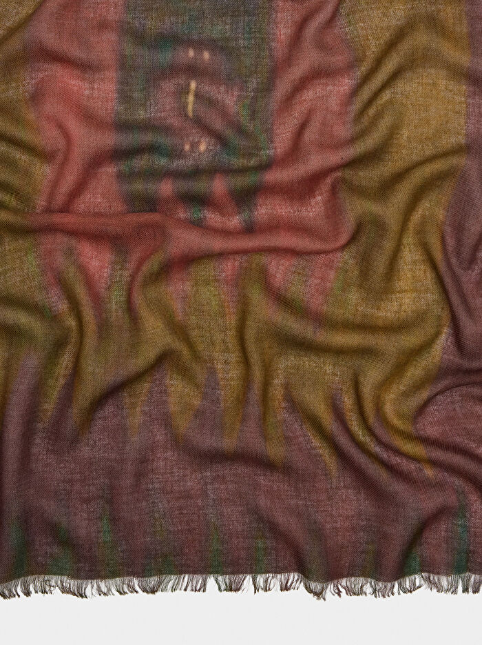 Pamuk ve Yün Karışımı Desenli Şal