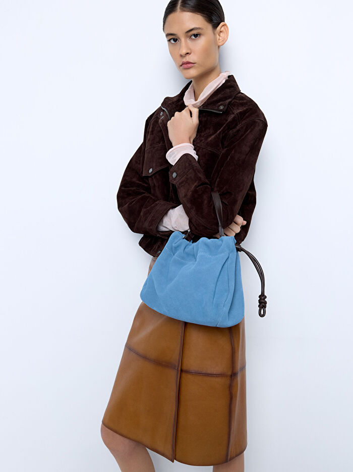 Süet Deri El Çantası