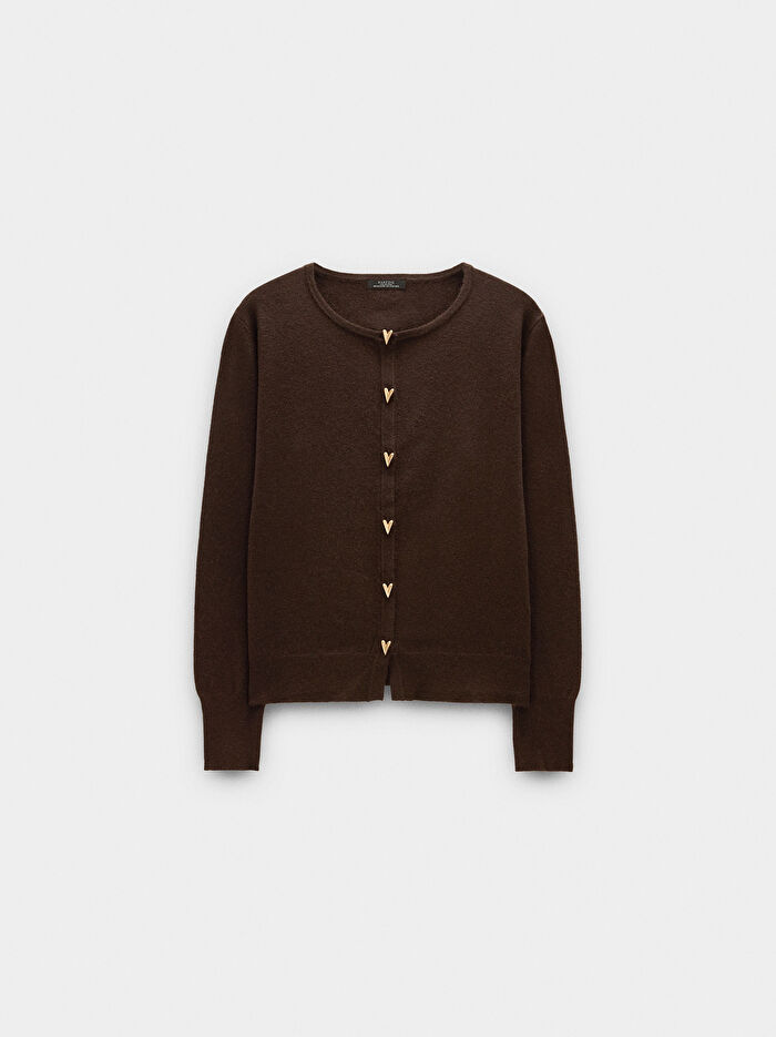 Kalp Düğmeli Örme Hırka