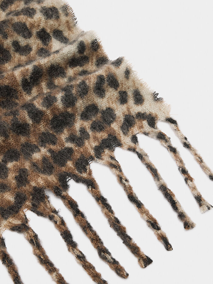 Püsküllü Hayvan Desenli Atkı