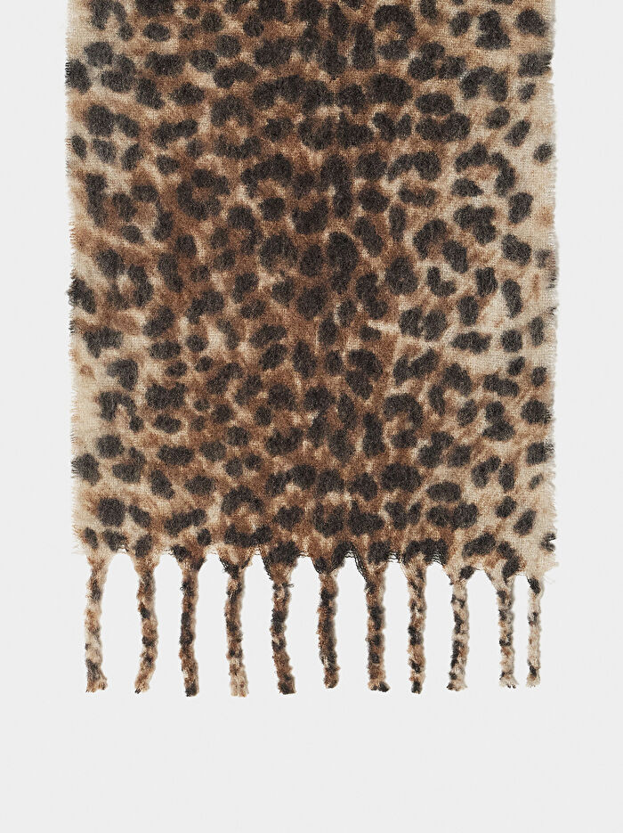 Püsküllü Hayvan Desenli Atkı