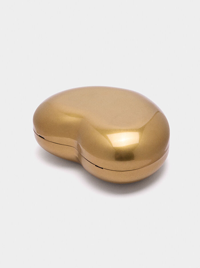 Metalik Kalp Parti Clutch Çanta