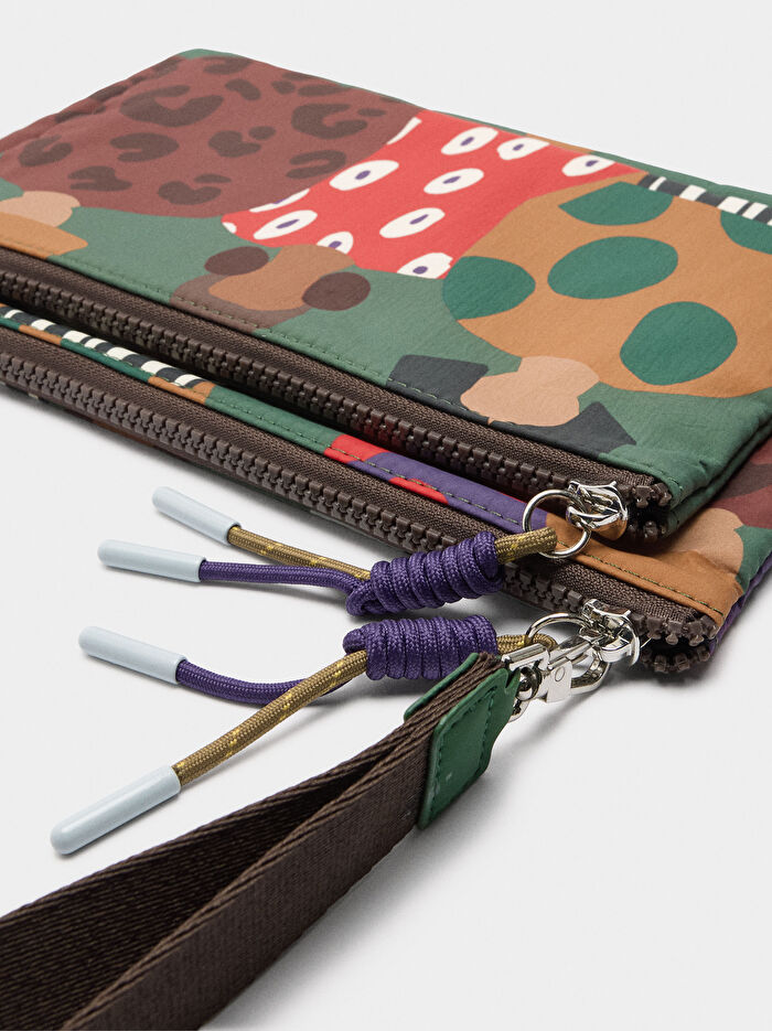 Desenli Teknik Kumaş Çok Amaçlı Çanta