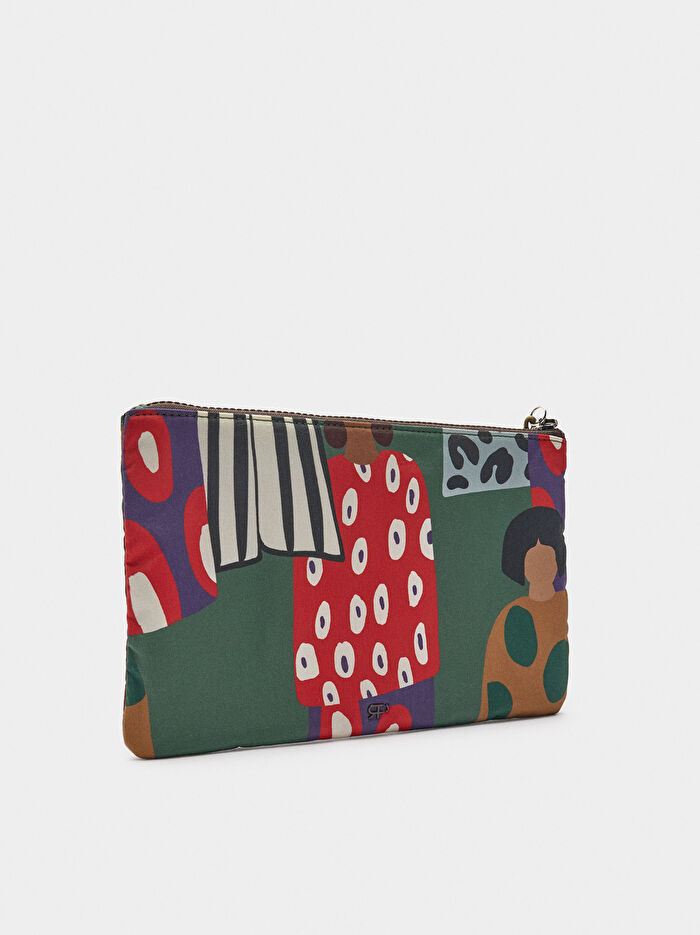 Desenli Teknik Kumaş Çok Amaçlı Çanta