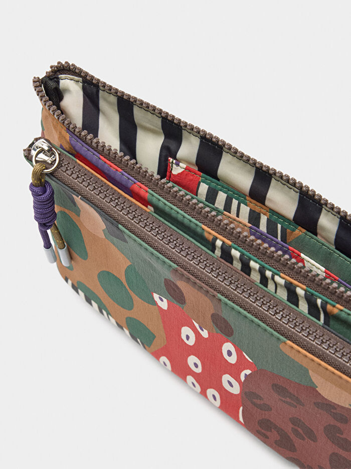 Desenli Teknik Kumaş Çok Amaçlı Çanta