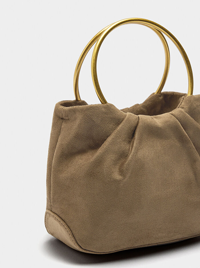 Deri Efektli Parti Çantası