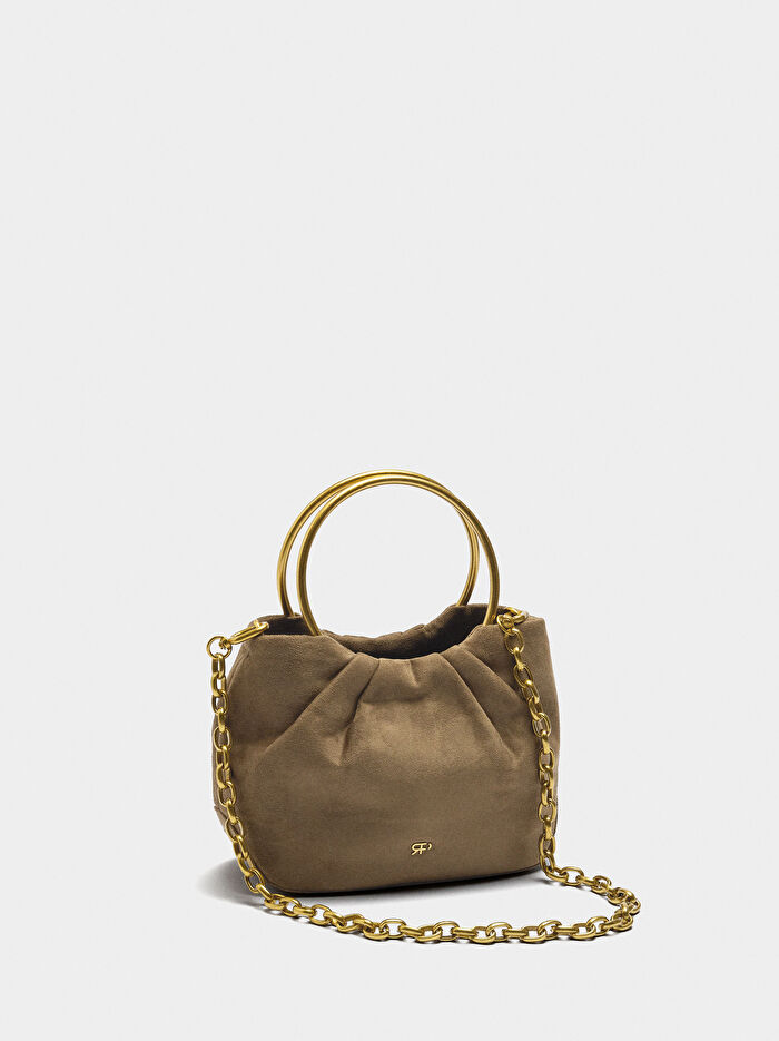 Deri Efektli Parti Çantası