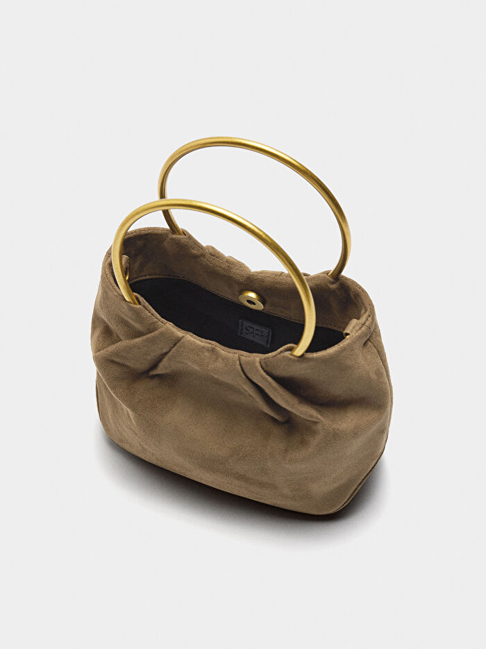 Deri Efektli Parti Çantası