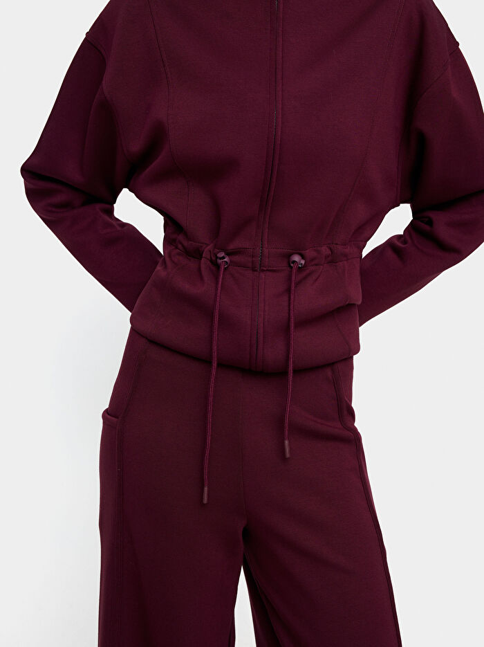 Fermuarlı ve Yüksek Yakalı Sweatshirt