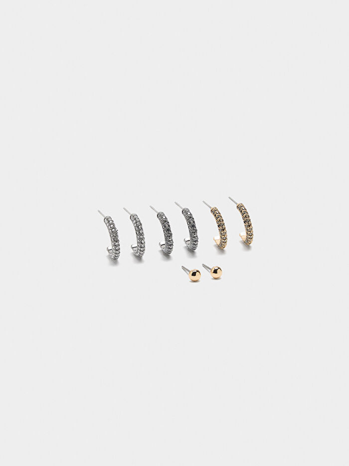 Zirkonlu Halka Küpe Seti