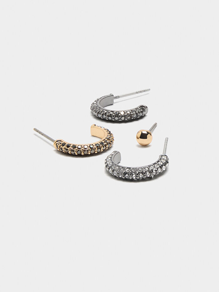 Zirkonlu Halka Küpe Seti