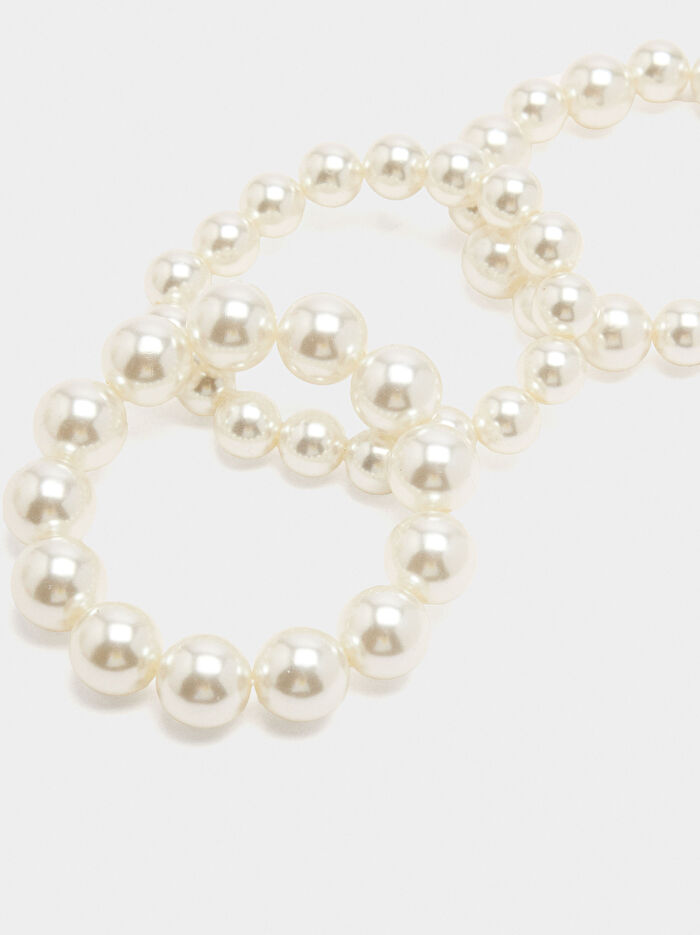 İnci Süslemeli Elastik Bileklik Seti