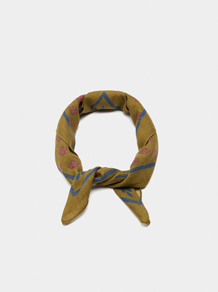 Yün Karışımlı Kare Desenli Şal