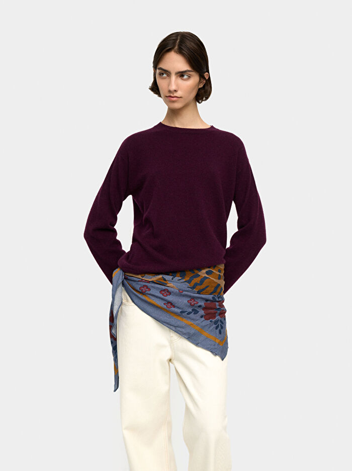 Yün Karışımlı Kare Desenli Eşarp