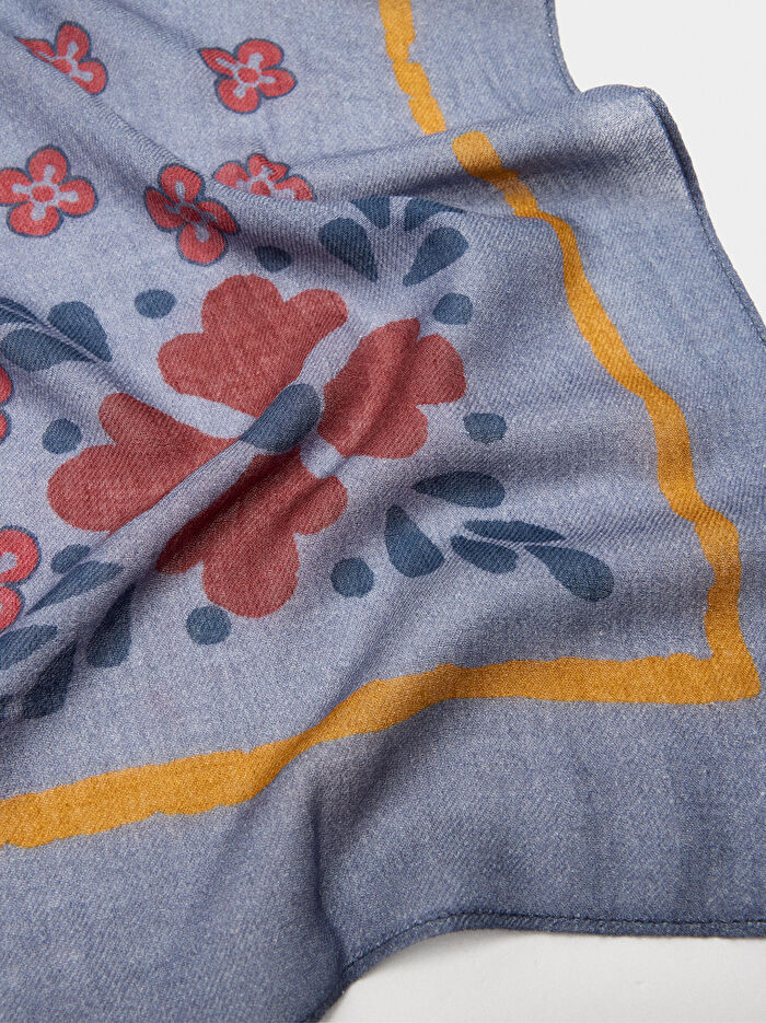 Yün Karışımlı Kare Desenli Eşarp