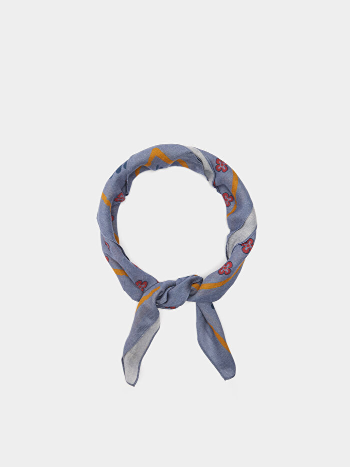 Yün Karışımlı Kare Desenli Eşarp