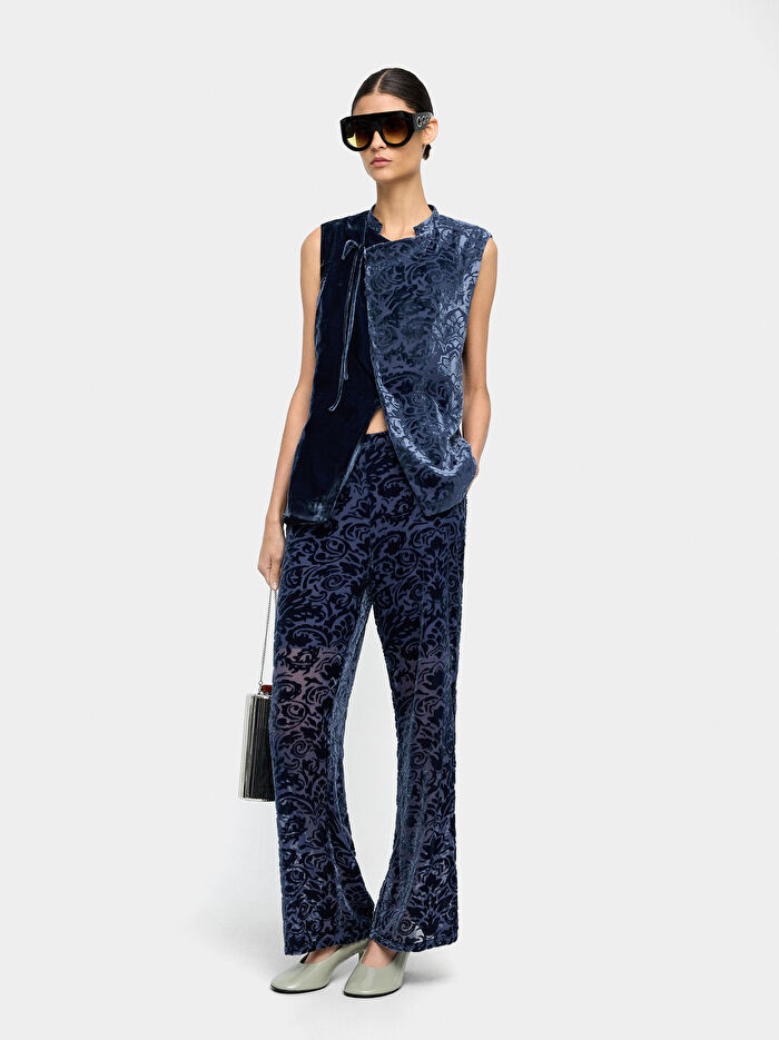 Yarı Transparan Jakarlı Pantolon