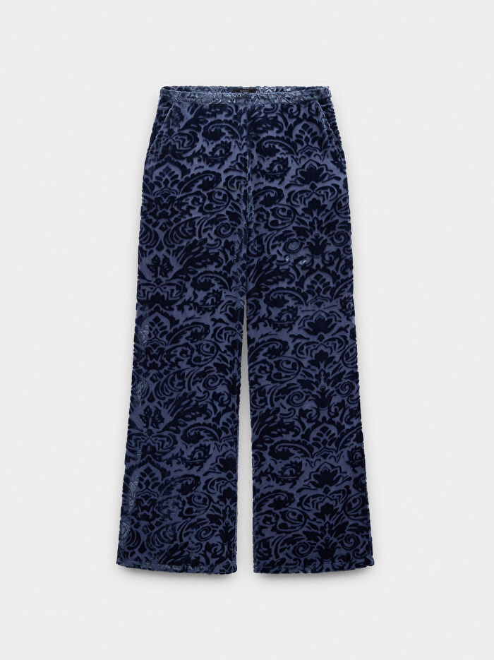 Yarı Transparan Jakarlı Pantolon