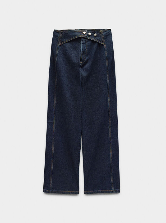 Düğme Detaylı Denim Pantolon